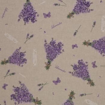 50x70 cm Zuschnitt Baumwolle beschichtet Lavendel auf Natur by Swafing